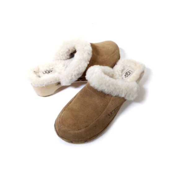 UGG Shoes - UGG Chestnut Brown Shearling Suede Clogs 'KYLIE'